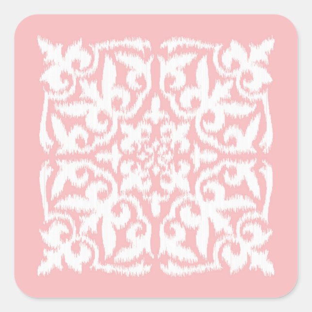 Adesivo Quadrado Cor damasco Ikat - rosa-shell e branco (Frente)