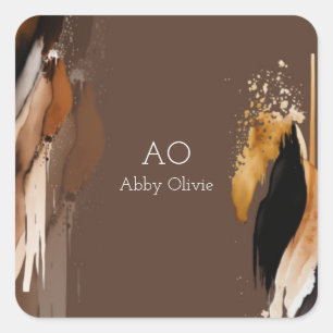 Adesivo Quadrado Cor-de-água do ouro preto bege castanho