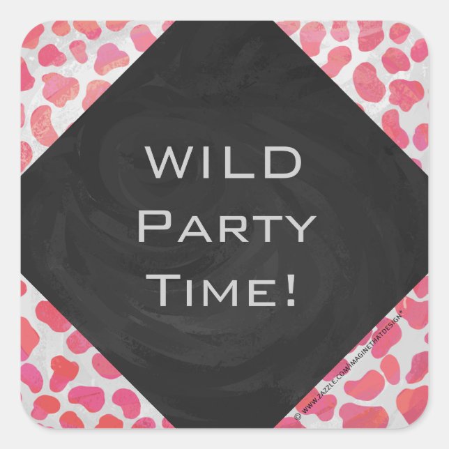 Adesivo Quadrado Cor-de-rosa e branco Dalmáticos com Monograma (Frente)