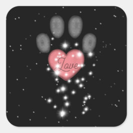 Adesivo Quadrado Cor-de-rosa-luz-preta Pata-coração Pasta Imprimir