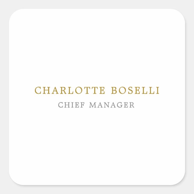 Adesivo Quadrado Cor Dourada clássica mínima profissional (Frente)