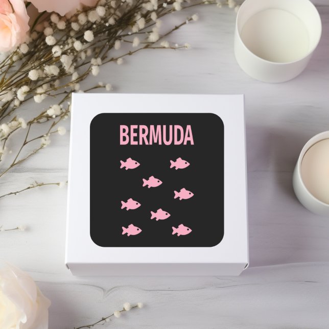 Adesivo Quadrado Cor Escura da Escola de Peixes das Bermudas (Criador carregado)