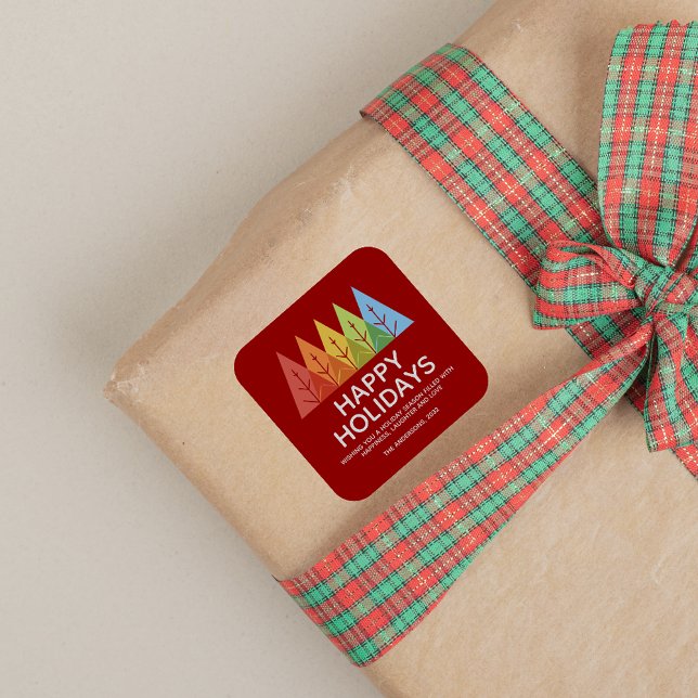 Adesivo Quadrado Cor Geométrica Moderna Sobreposição de Natal (Criador carregado)