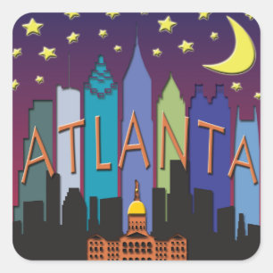 Adesivo Quadrado Cor mega da skyline de Atlanta