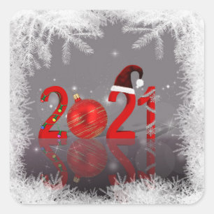 Adesivo Quadrado Cor Natal Colorido Alegre Ano Novo 2021