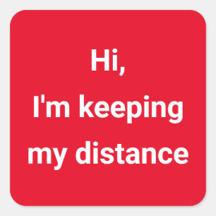 Adesivo Quadrado Cor Vermelha Codificada com Distância Social Covi