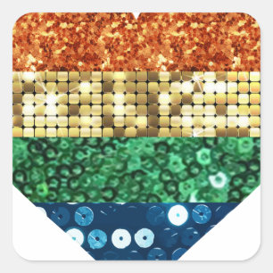 Adesivo Quadrado coração arco-íris lgbt