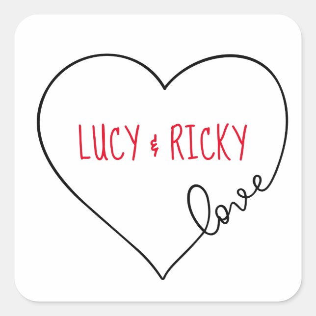 Adesivo Quadrado Coração Bonito (Frente)