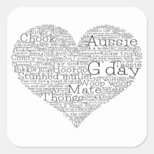 Adesivo Quadrado Coração das gírias australianas
