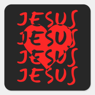 Adesivo Quadrado Coração de Amor de Jesus Fé Cristã João 3:16