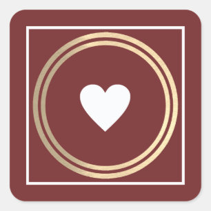 Adesivo Quadrado coração de amor minimalista no casamento de burg