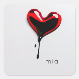 Adesivo Quadrado coração de amor personalizado monograma nome moder