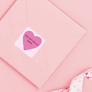 Adesivo Quadrado Coração de Amor Rosa