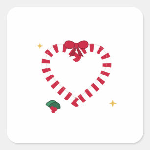 Adesivo Quadrado coração de bengala doce, vela de natal, panificaçã