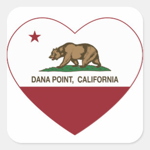 Adesivo Quadrado coração de Dana Point da bandeira de Califórnia
