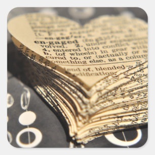 Adesivo Quadrado Coração de Dicionário Envolvido