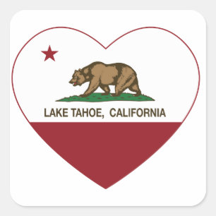 Adesivo Quadrado coração de Lake Tahoe da bandeira de Califórnia