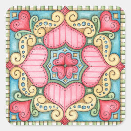 Adesivo Quadrado Coração de Portas - Pentes