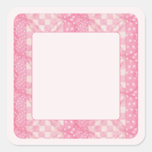 Adesivo Quadrado CORAÇÃO DE ROSA QUILT 1,5" PINTOS quadrados/Pink