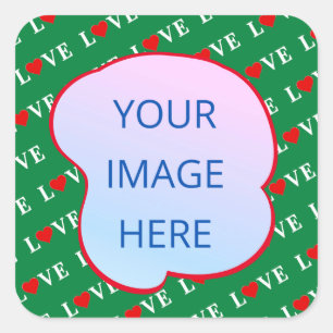 Adesivo Quadrado Coração do Amor Verde