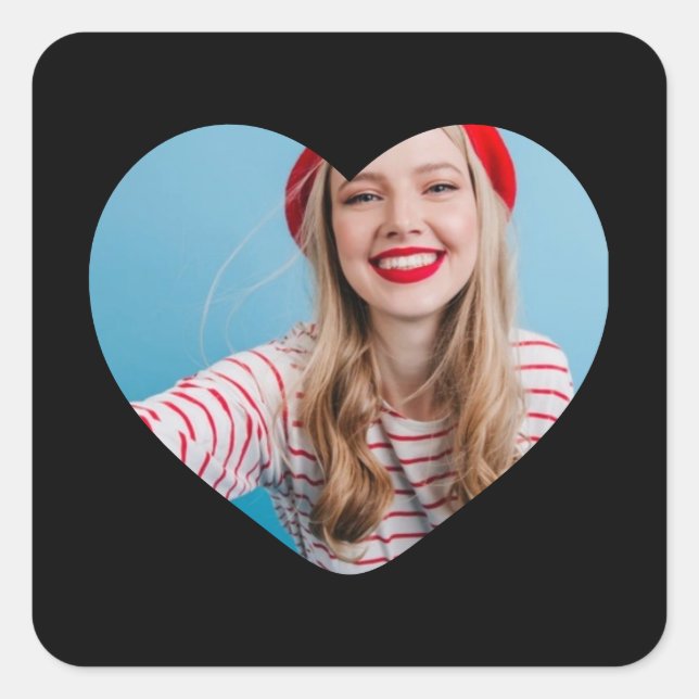 Adesivo Quadrado coração do autocolante personalizado (Frente)