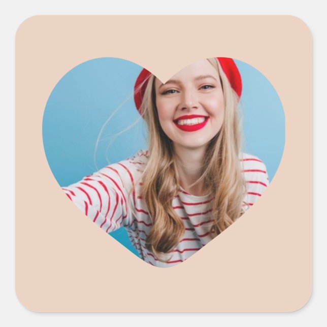 Adesivo Quadrado coração do autocolante personalizado (Frente)