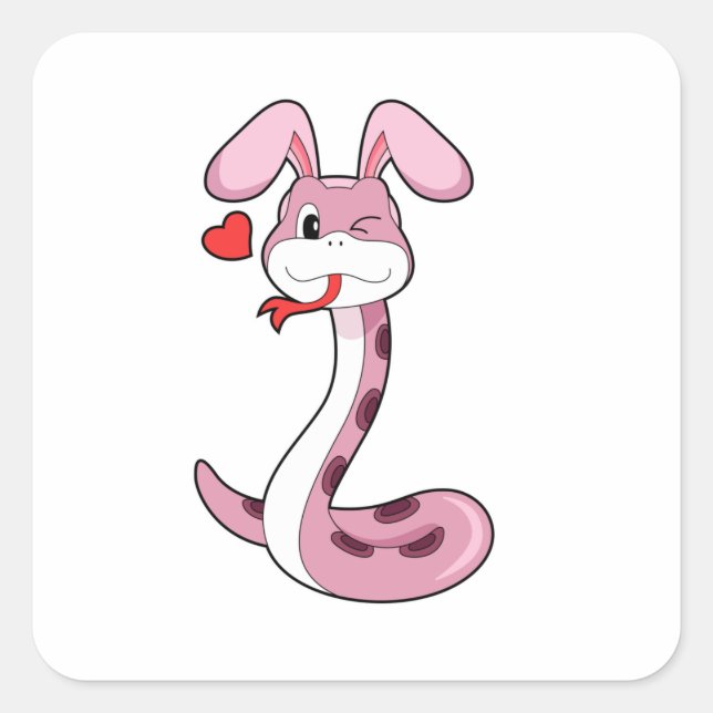 Adesivo Quadrado Coração do Coelho cobra (Frente)