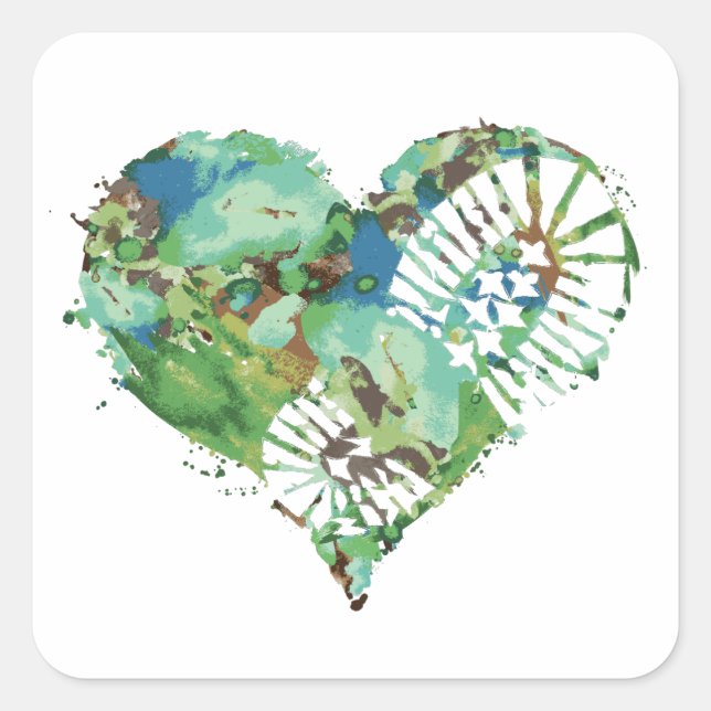 Adesivo Quadrado coração do estômago de inicialização (Frente)