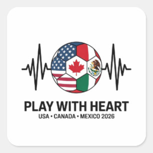 Adesivo Quadrado Coração do Futebol EUA Canadá México 2026