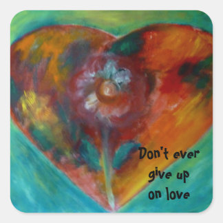 Adesivo Quadrado coração floral