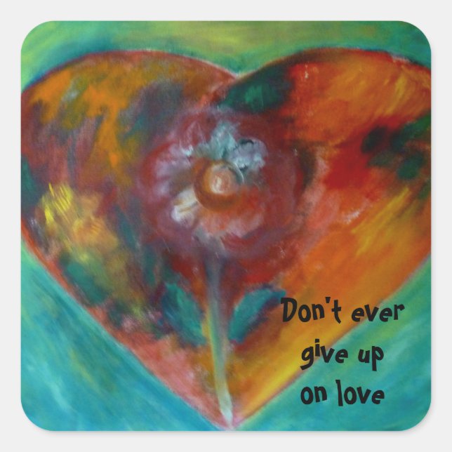 Adesivo Quadrado coração floral (Frente)