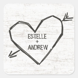Adesivo Quadrado Coração Gravado com Nomes
