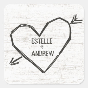 Adesivo Quadrado Coração Gravado com Nomes