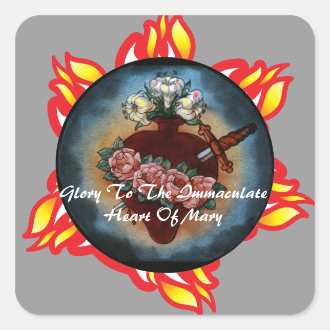 Adesivo Quadrado Coração Imaculado De Maria (Frente)
