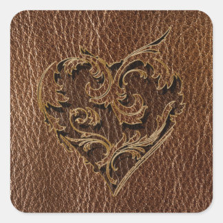 Adesivo Quadrado Coração Leather-Look
