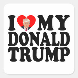 Adesivo Quadrado Coração Meu Donald Trump 47º Presidente