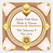 ✨ Coração Moderno em Rosa Dourado Casamento 🖤