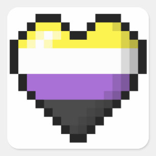 Adesivo Quadrado Coração Não-Binário do pixel