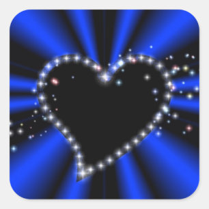 Adesivo Quadrado coração preto com atrizes jovens em azul - preto