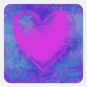 Adesivo Quadrado Coração Rosa de Amor