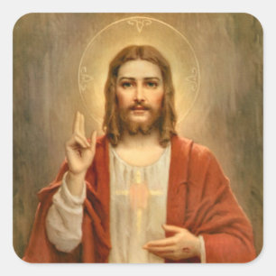 Adesivo Quadrado Coração Sagrado com Halo