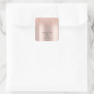 Adesivo Quadrado Corações Bokeh com Brilho em Dourado Rosado Elegan