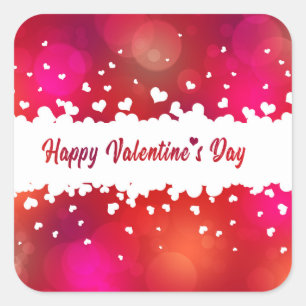 Adesivo Quadrado Corações bonitos do feliz dia dos namorados -