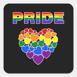 Adesivo Quadrado Corações de Arco-Íris LGBTQ ORGULHO