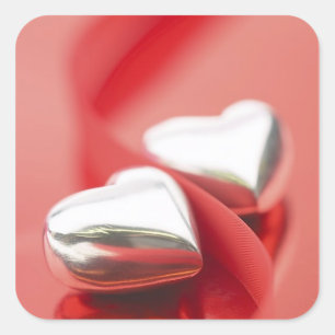 Adesivo Quadrado Corações de Fita