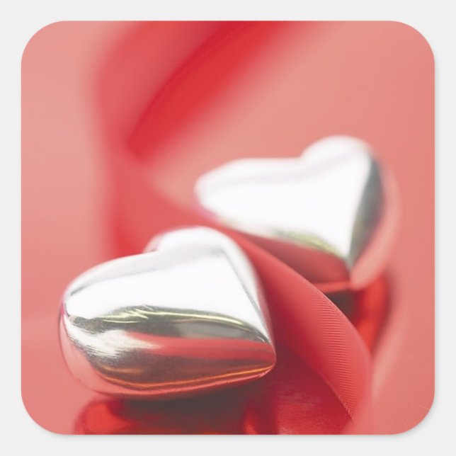 Adesivo Quadrado Corações de Fita (Frente)