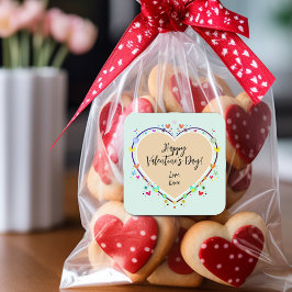Adesivo Quadrado Corações de São Valentão para Crianças Fofas