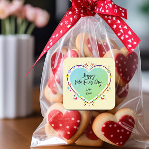 Adesivo Quadrado Corações de São Valentim de Crianças Fofas