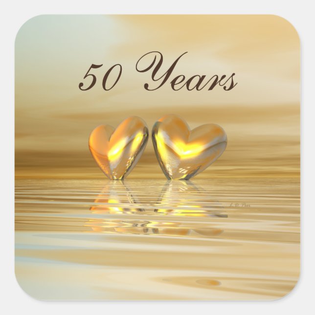 Adesivo Quadrado Corações do ouro (Frente)