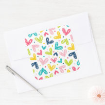 Corações e pontos no estilo de rabisco